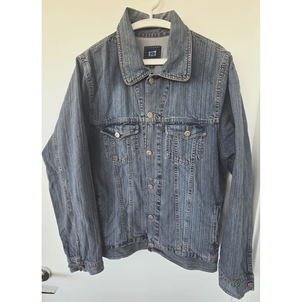 Vintage Sisley Jeans Jacket Striped Women Sz XL Preppy Old Money‎ Minimalist